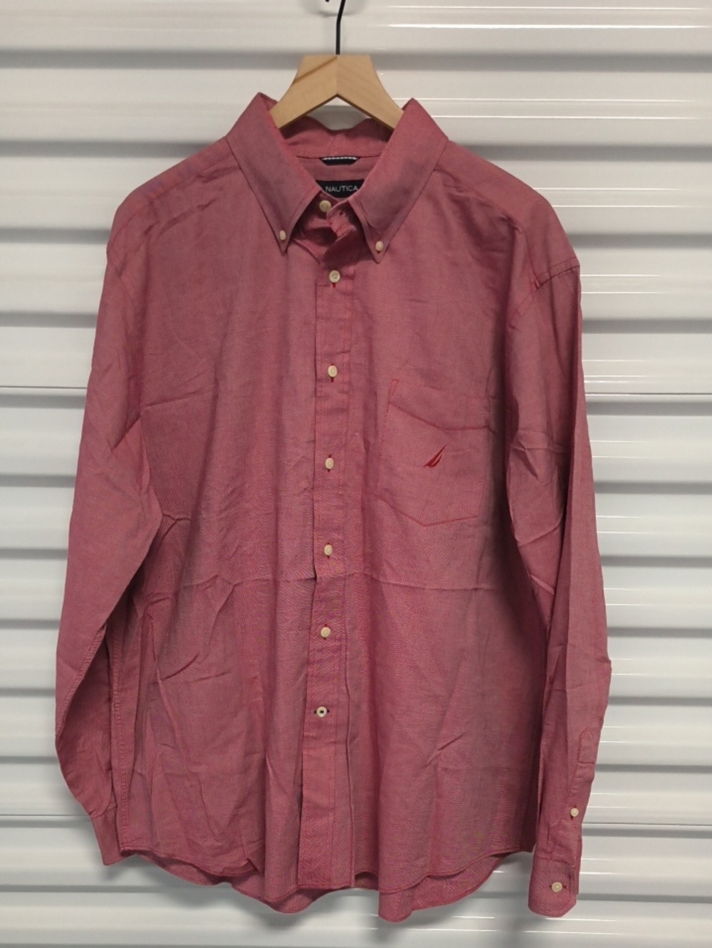 Vtg Nautica Reddish-Pink Button-Down Long Sleeve Shirt XL